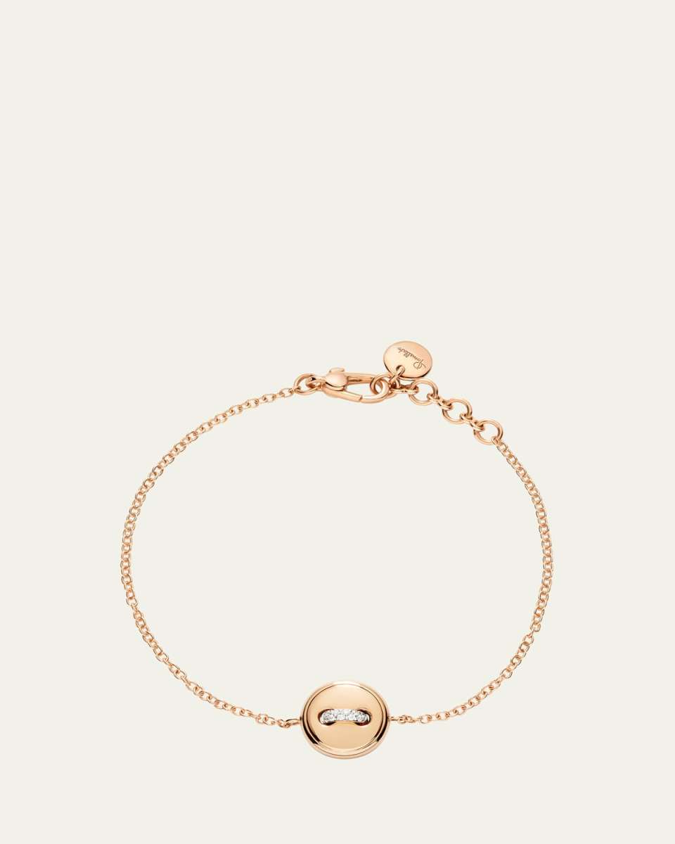 Pom Pom Dot 18K Rose Gold Diamond and Turquoise Chain Bracelet